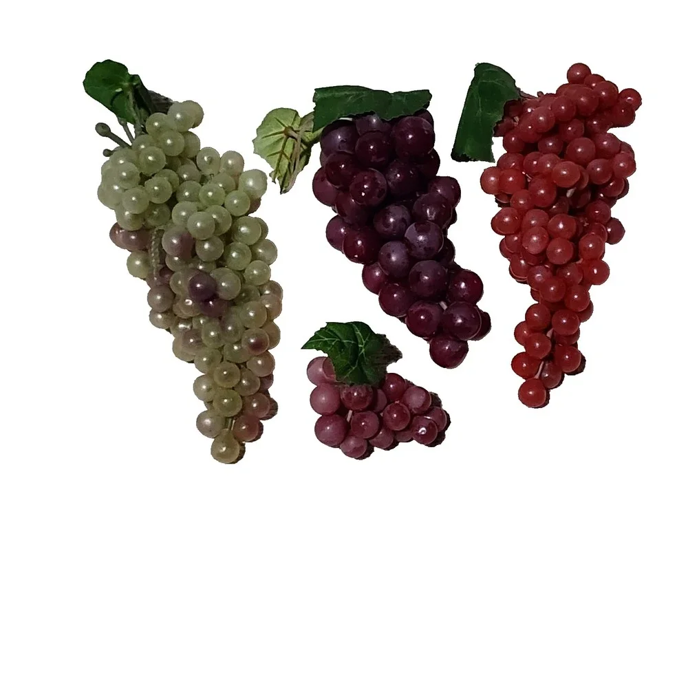 Vintage Faux Grapes Green Purple Artificial Rubber Plastic Fruit Small Lot of 4
